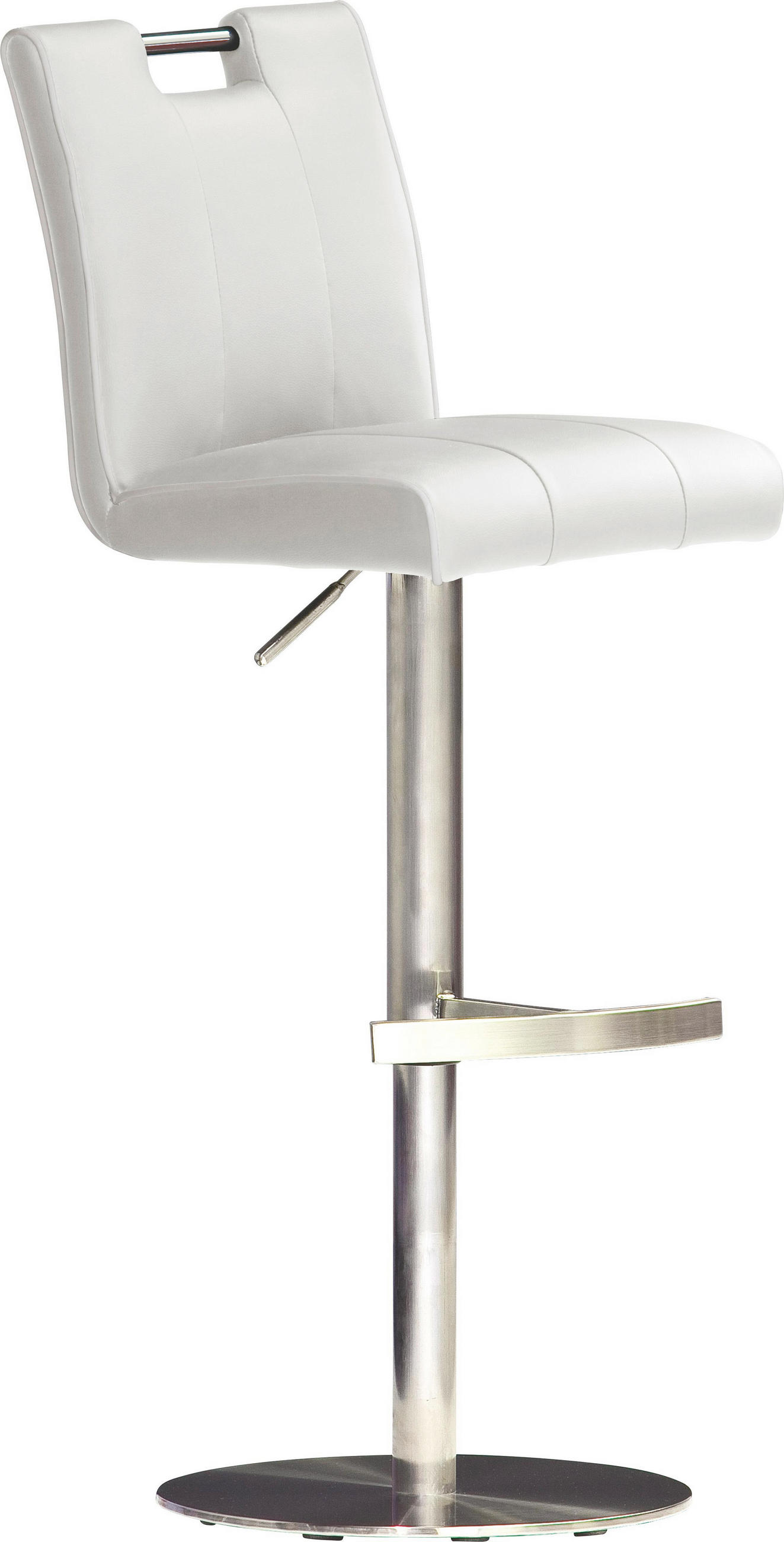Barhocker in Metall, Textil Weiß, Edelstahlfarben