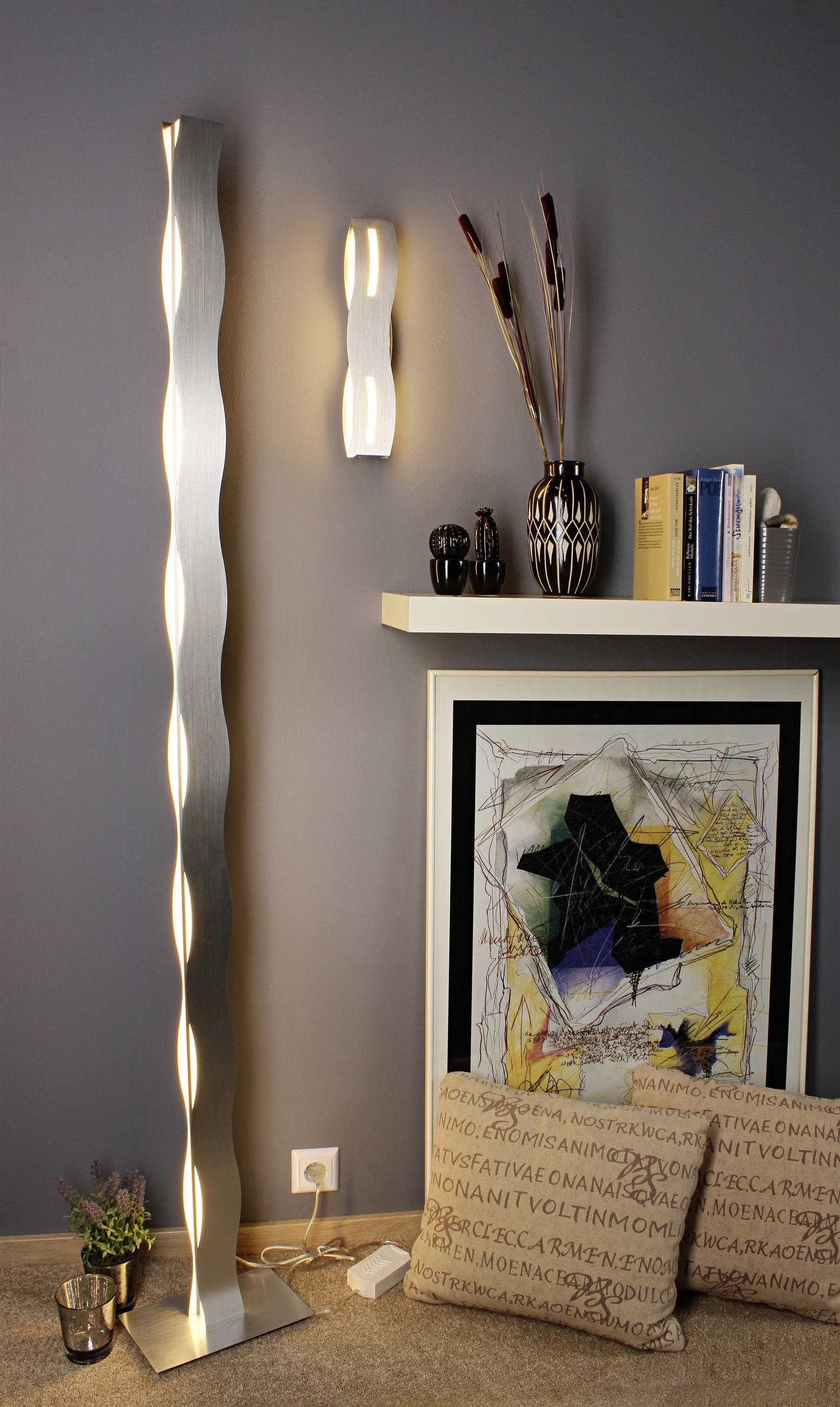 LED-STEHLEUCHTE  26/177/16 cm   - Nickelfarben, Design, Metall (26/177/16cm)