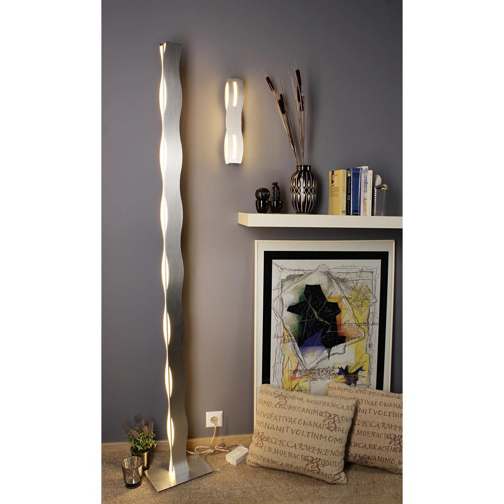 Thumbnail - Xxxl Led-Stehleuchte Wave, Nickel, Metall, rechteckig,rechteckig, 26x177x16 cm, RoHS, Reach, Schutzklasse II (Schutzisol...