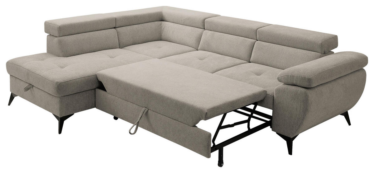 SOFFA i taupe  - svart/taupe, Design, metall/textil (200/75-90/256cm) - Carryhome