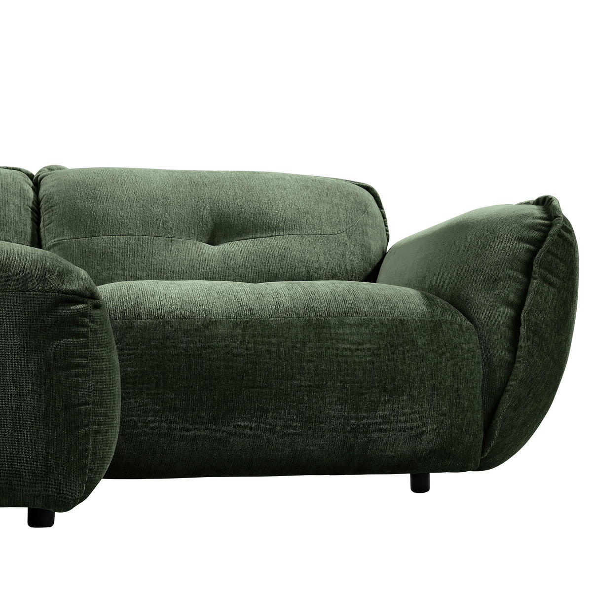 ECKSOFA in Chenille Dunkelgrün  184/269 cm  - Dunkelgrün/Schwarz, MODERN, Kunststoff/Textil (184/269cm) - Trendmanufaktur