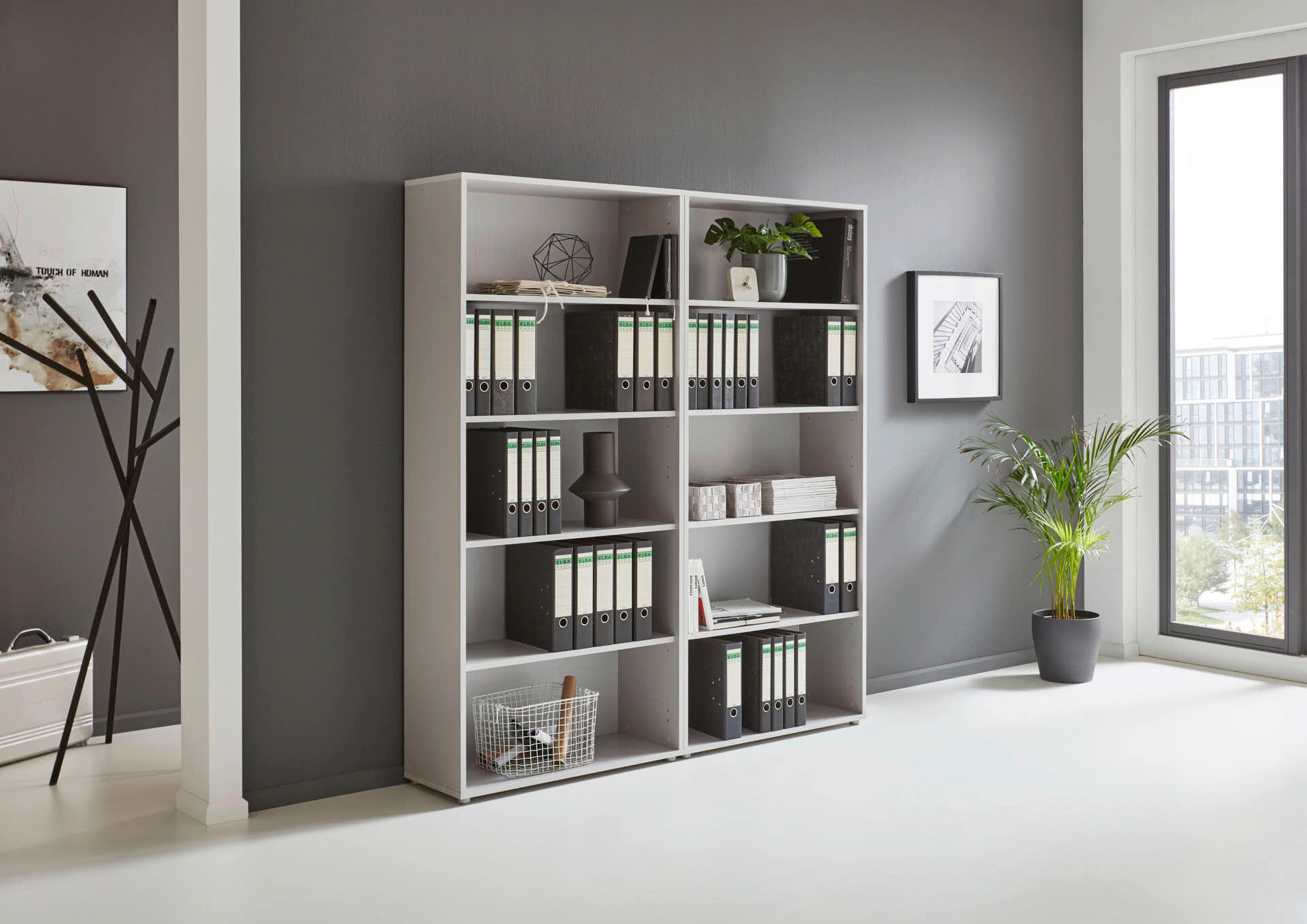 AKTENREGAL 168,8/185,6/33 cm  - Silberfarben/Grau, MODERN, Holzwerkstoff (168,8/185,6/33cm) - MID.YOU