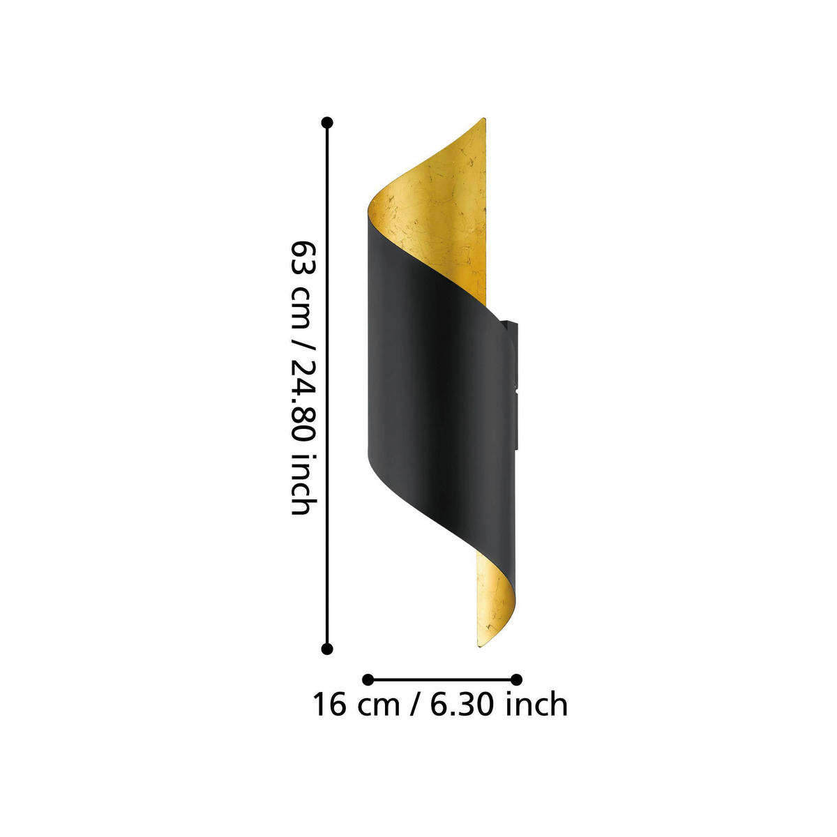 APLICĂ DE PERETE - auriu/negru, Design, metal (16/63cm)
