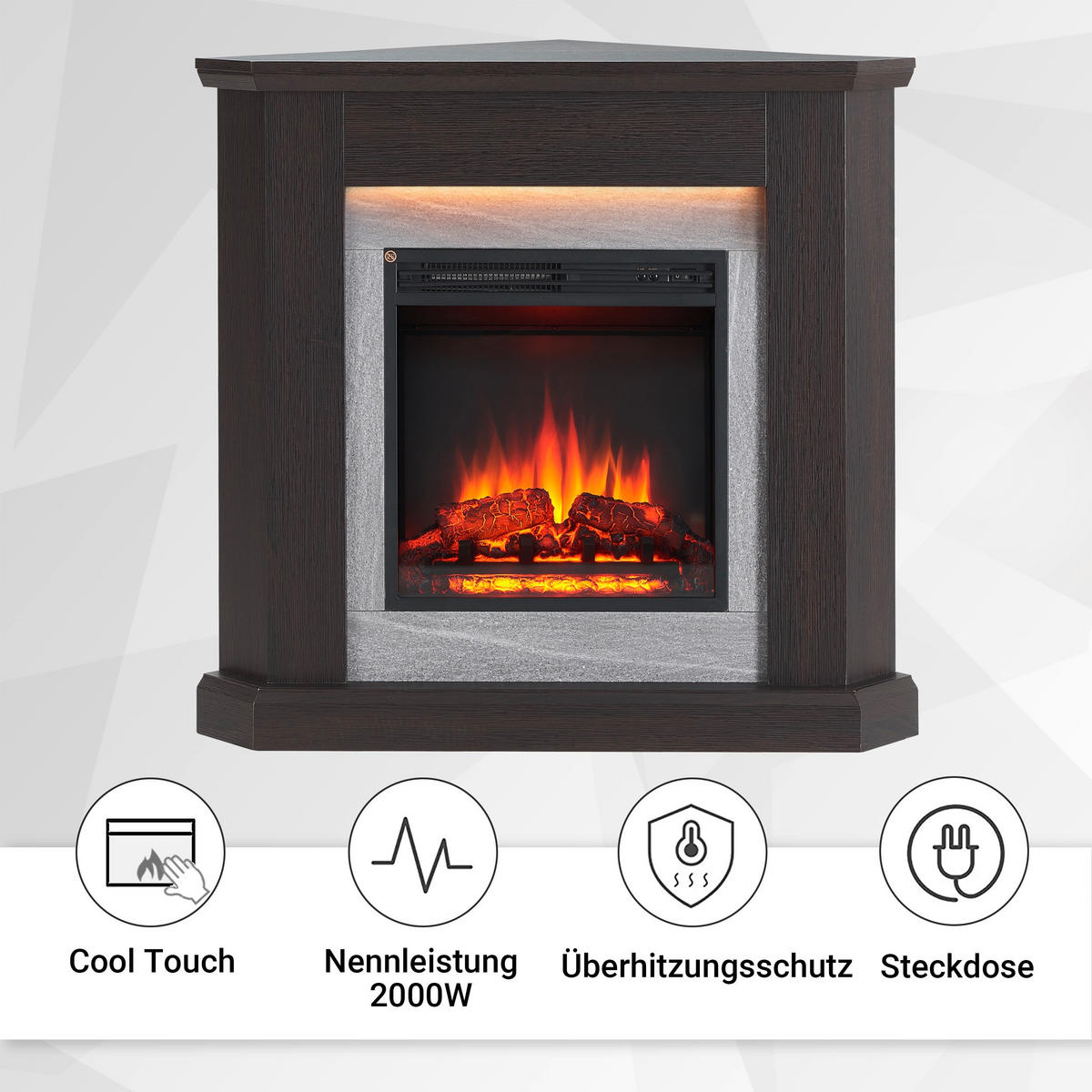 ELEKTROKAMIN - Dunkelbraun, Basics, Holzwerkstoff/Metall (92/92/58cm)