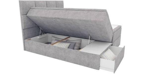 BOXBETT 140/200 cm  in Hellgrau  - Hellgrau/Schwarz, KONVENTIONELL, Kunststoff/Textil (140/200cm) - Carryhome