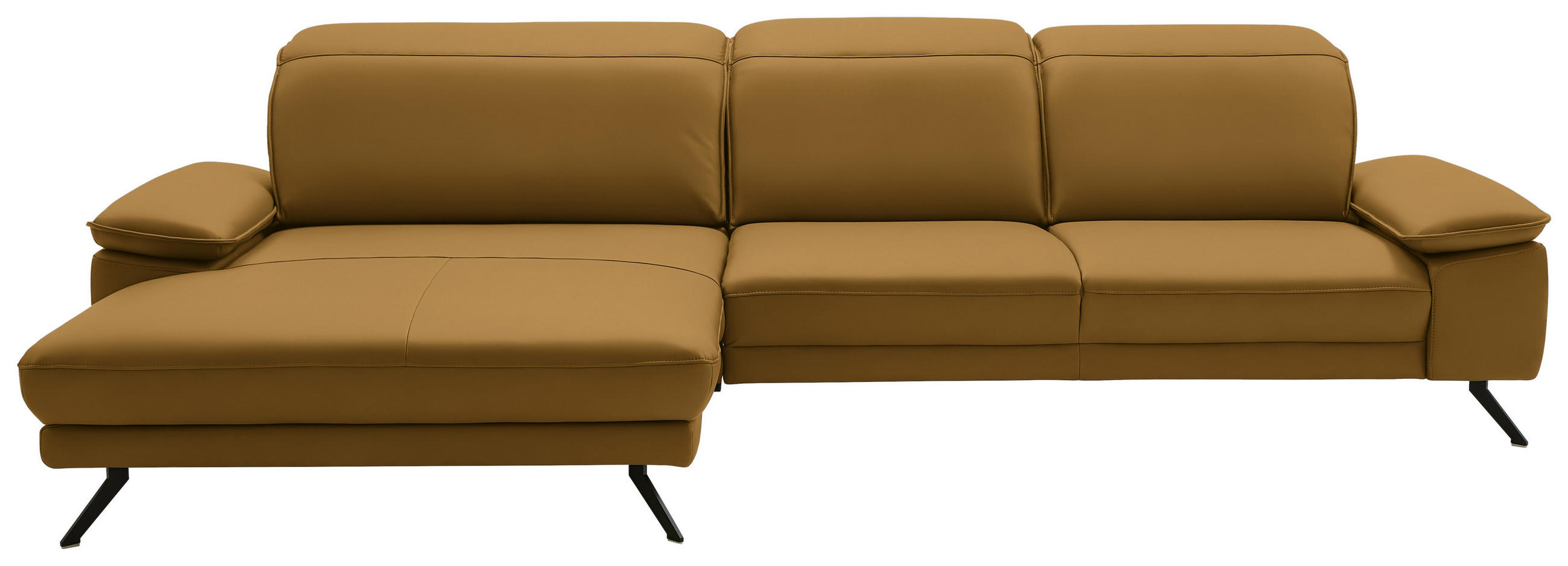 ECKSOFA in Echtleder Currygelb  - Currygelb/Schwarz, Design, Leder/Metall (193/332cm) - Dieter Knoll