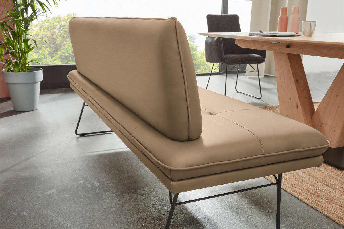 SITZBANK in Metall, Textil Schwarz, Sandfarben  - Sandfarben/Schwarz, Design, Textil/Metall (195/87/65cm) - Dieter Knoll