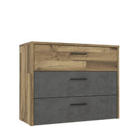 KOMMODE 100/80/42 cm 3 Schublade(n)  - Eichefarben/Dunkelgrau, Lifestyle, Holzwerkstoff/Kunststoff (100/80/42cm) - Ti'me
