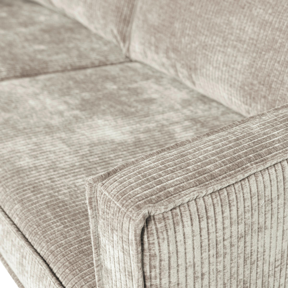 3-SITZER-SOFA Rodeo gerippt Sandfarben  - Sandfarben/Schwarz, MODERN, Textil/Metall (277/85/86cm) - Livetastic