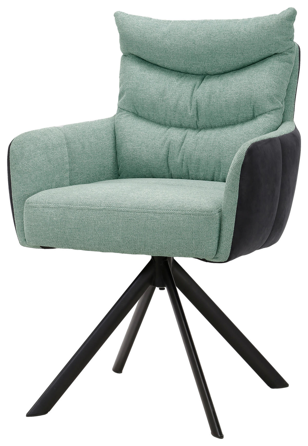 STOL MED ARMSTÖD järn vävt tyg, linneimitation  - mintgrön/svart, Design, metall/textil (59/91/66cm) - Hom`in