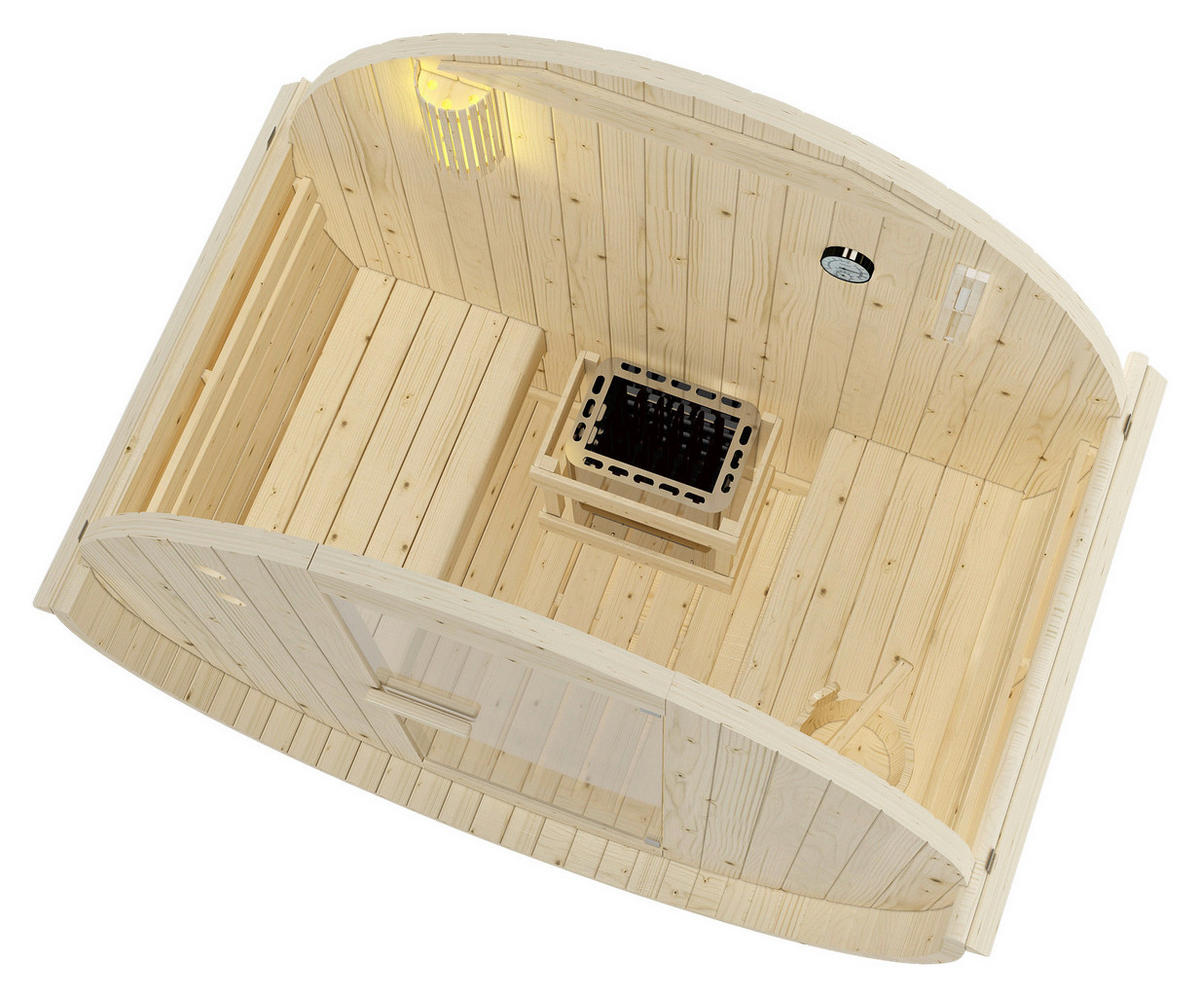 SAUNAFASS für 2 Personen Tromsö M  - Fichtefarben, KONVENTIONELL, Glas/Holz (189/120/191,5cm) - Sanotechnik
