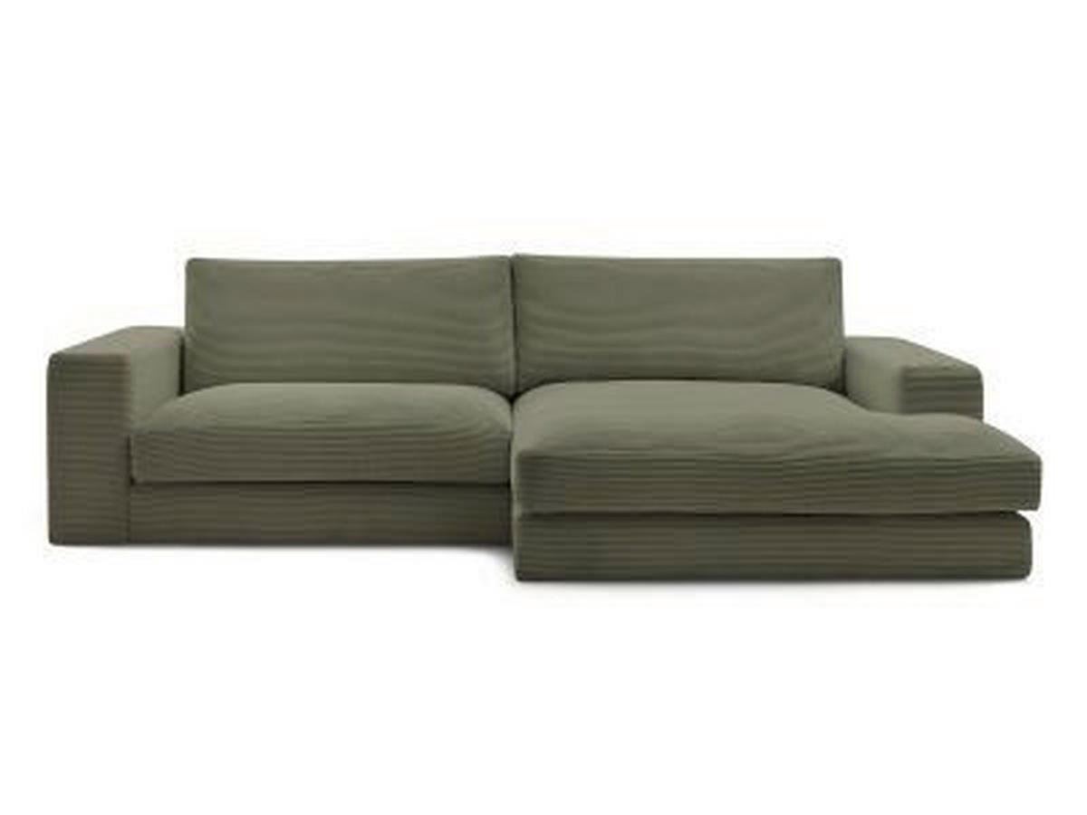 ECKSOFA  LEONARD Hellgrün Cord  - Schwarz/Hellgrün, MODERN, Kunststoff/Textil (274/159cm)