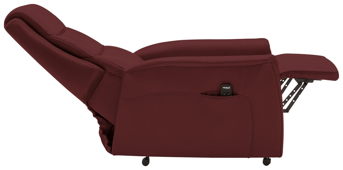 FERNSEHSESSEL Valdera  mit Relaxfunktion, Aufstehhilfe, Rücken echt Echtleder Brombeere  - Brombeere/Schwarz, KONVENTIONELL, Leder/Kunststoff (70/107/88cm) - Livetastic