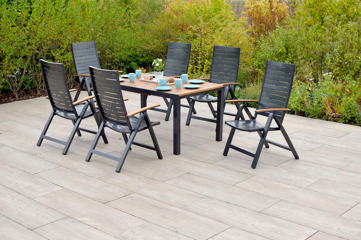 GARTENTISCHGRUPPE AkazieHartholz Aluminium  - Graphitfarben/Naturfarben, KONVENTIONELL, Holz/Kunststoff - Gardenson