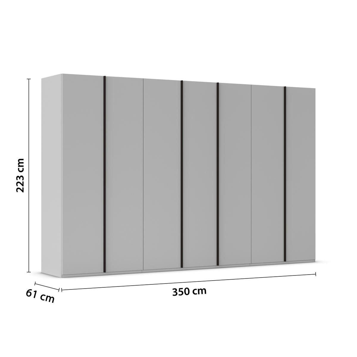 DREHTÜRENSCHRANK 350/223/61 cm,  in Graphitfarben, 7-türig  - Graphitfarben, Basics, Holzwerkstoff/Metall (350/223/61cm) - Novel