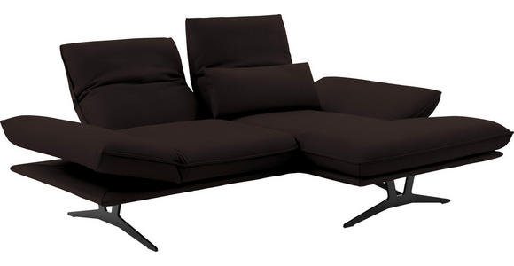 ECKSOFA in Echtleder Dunkelbraun  - Dunkelbraun/Schwarz, Design, Leder/Metall (210/130cm) - Dieter Knoll