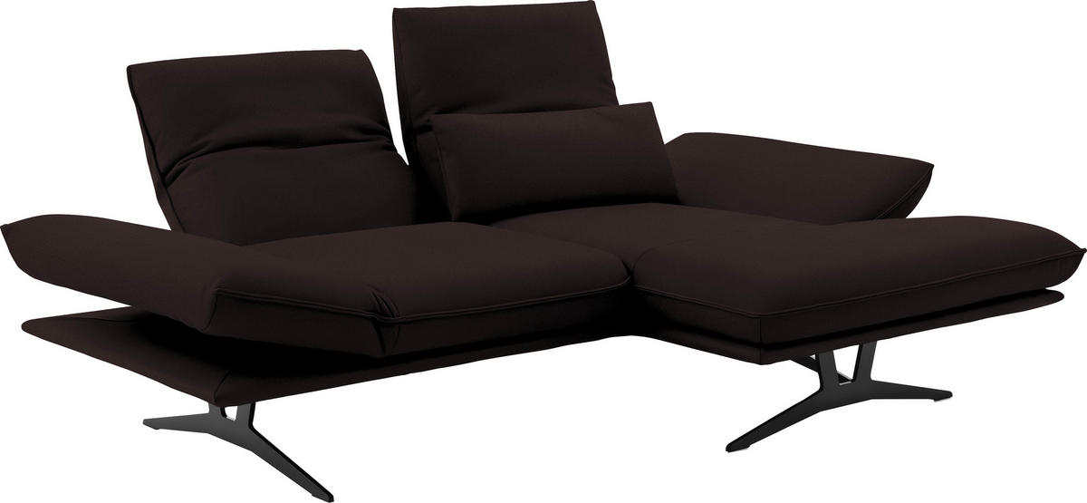 ECKSOFA in Echtleder Dunkelbraun  - Dunkelbraun/Schwarz, Design, Leder/Metall (210/130cm) - Dieter Knoll