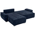 ECKSOFA  in Chenille Dunkelblau  - Silberfarben/Dunkelblau, KONVENTIONELL, Holz/Textil (187/293cm) - Carryhome