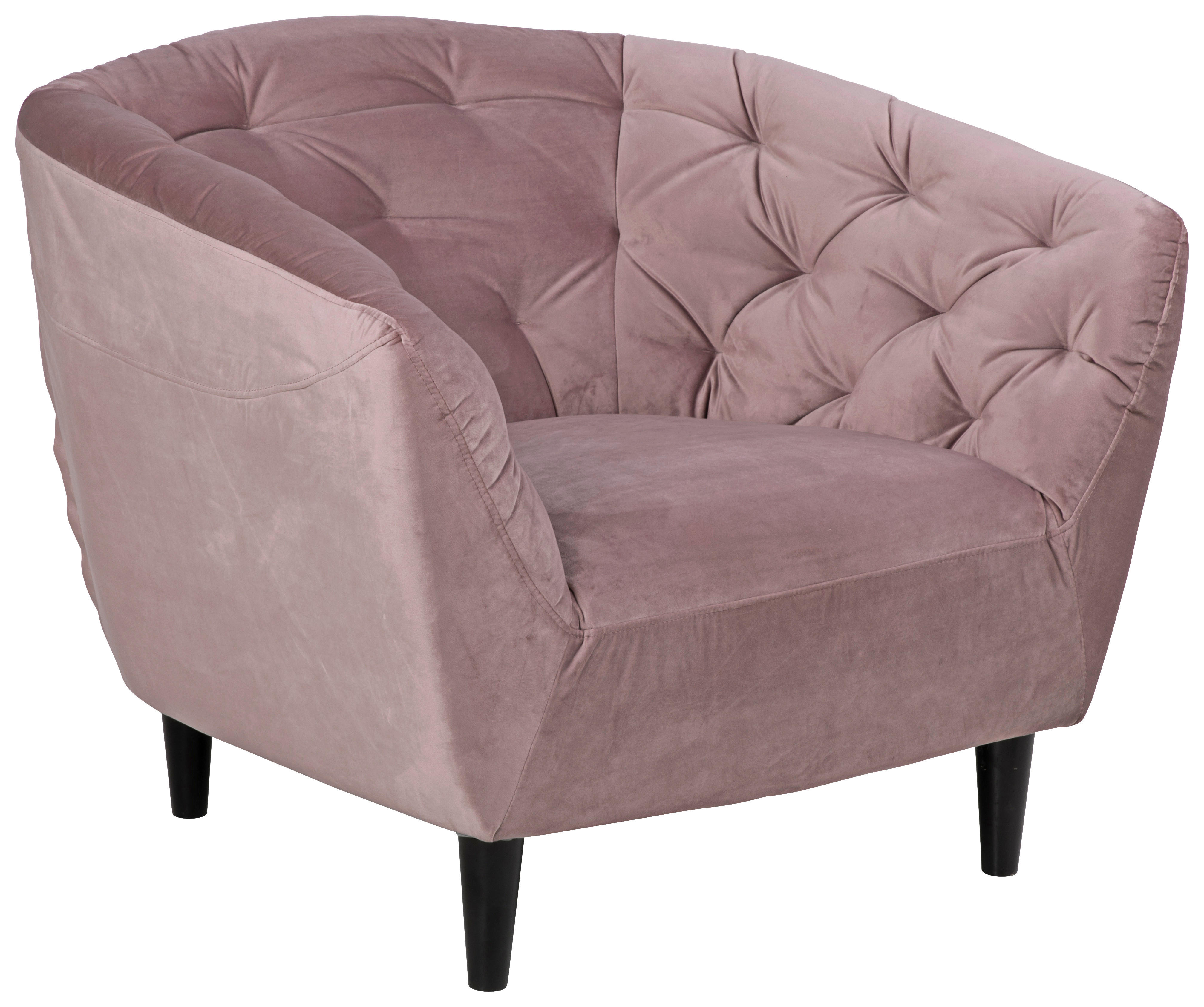 CHESTERFIELD-SESSEL Samt Rosa    - Schwarz/Rosa, Trend, Holz/Textil (97/79/83cm) - Ambia Home