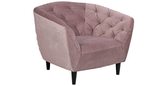 CHESTERFIELD-SESSEL in Samt Rosa  - Schwarz/Rosa, Trend, Holz/Textil (97/79/84cm) - Ambia Home