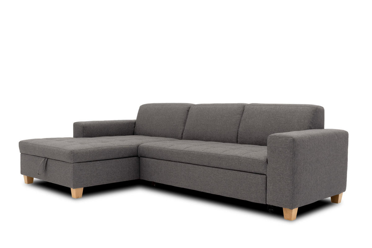 ECKSOFA SUGAR Schwarz Webstoff  - Chromfarben/Schwarz, Basics, Textil/Metall (266/162cm) - MID.YOU