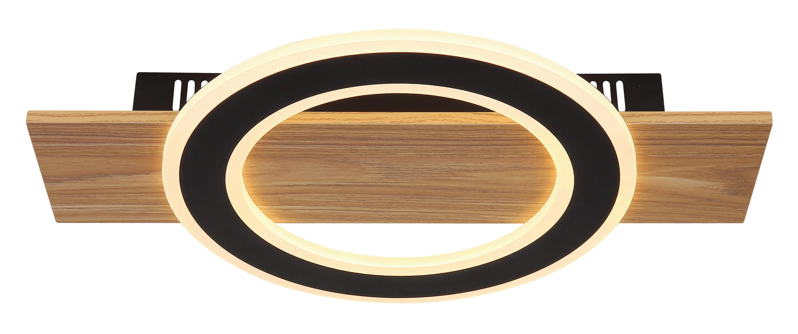 LED-DECKENLEUCHTE 44/29/5,2 cm   - Dunkelbraun/Opal, Natur, Kunststoff/Metall (44/29/5,2cm) - Globo