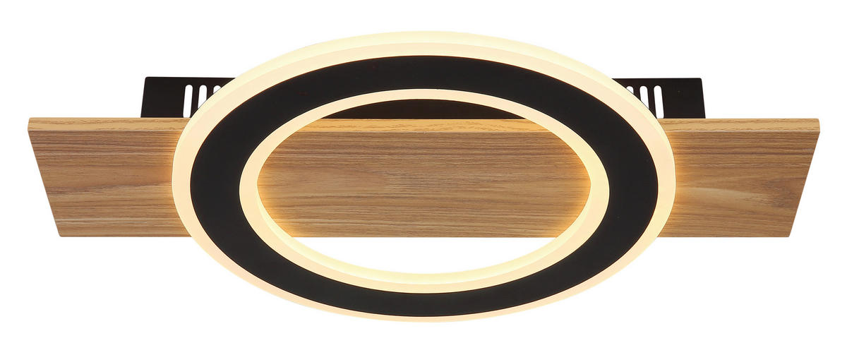 LED-DECKENLEUCHTE 44/29/5,2 cm   - Dunkelbraun/Opal, Natur, Kunststoff/Metall (44/29/5,2cm) - Globo