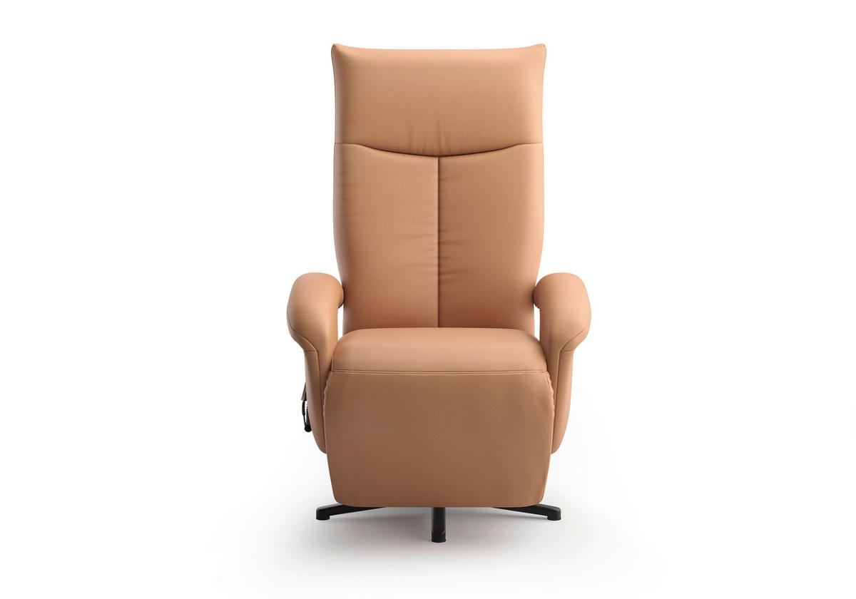 SESSEL in Echtleder Cappuccino  - Schwarz/Cappuccino, Konventionell, Leder/Metall (74/112/82cm) - Sit & More