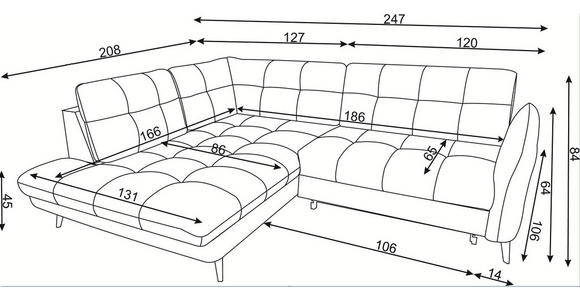 ECKSOFA Dunkelbraun Flachgewebe, Leinenoptik Rücken echt  - Dunkelbraun/Schwarz, MODERN, Textil/Metall (247/208cm) - Xora