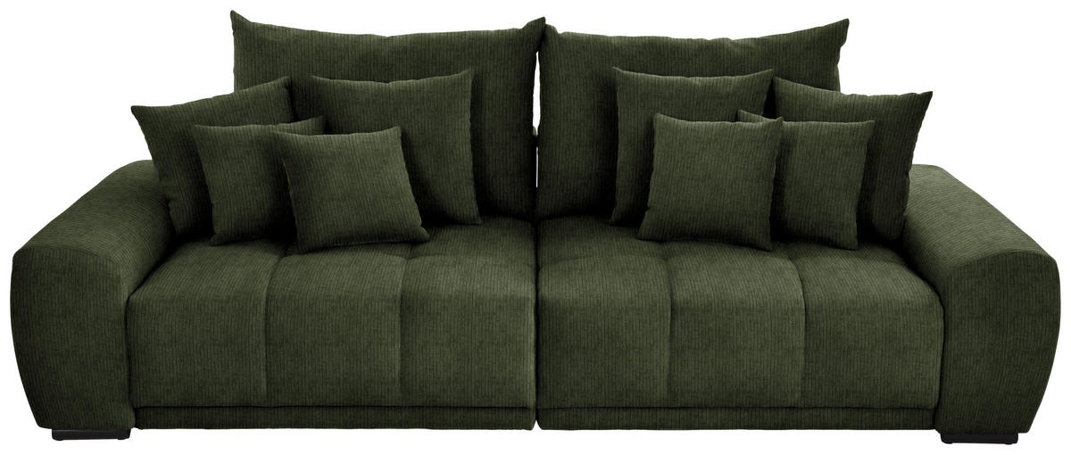 BIGSOFA Feincord Grün  - Schwarz/Grün, KONVENTIONELL, Holz/Textil (280/67/120cm) - Carryhome