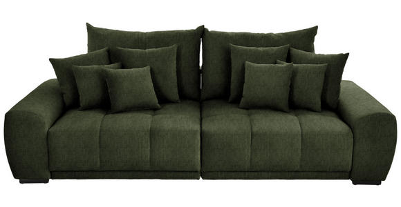 BIGSOFA Feincord Grün - Schwarz/Grün, KONVENTIONELL, Holz/Textil (280/67/120cm) - Carryhome