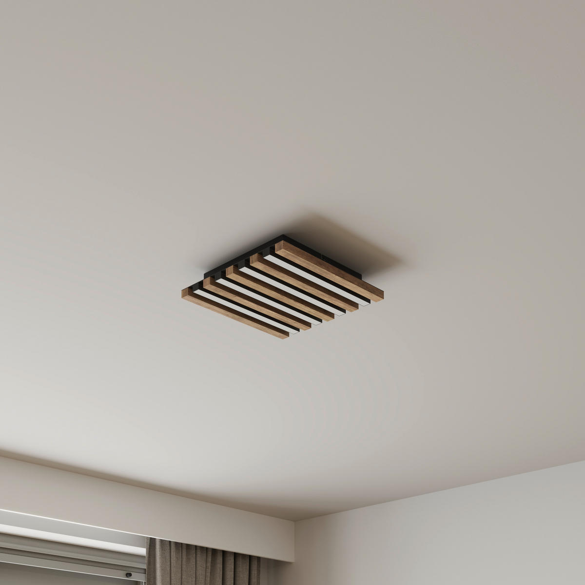 LED-DECKENLEUCHTE 30/30/5 cm   - Dunkelbraun/Schwarz, Natur, Holzwerkstoff/Kunststoff (30/30/5cm)