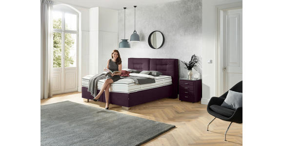 BOXSPRINGBETT 180/200 cm in Brombeere - Chromfarben/Brombeere, KONVENTIONELL, Textil (180/200cm) - Dieter Knoll