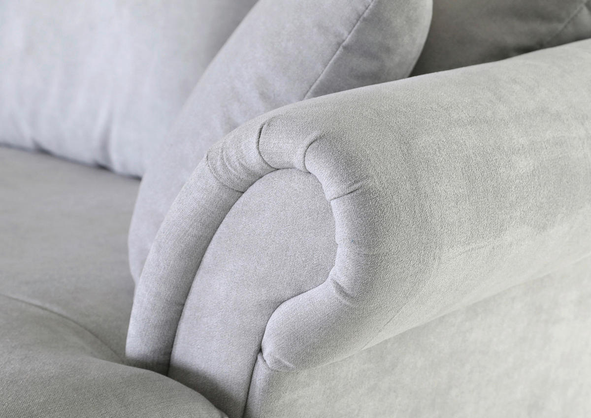 BIGSOFA in Flachgewebe Hellgrau  - Dunkelbraun/Hellgrau, Konventionell, Holz/Textil (270/80/110cm) - Livetastic