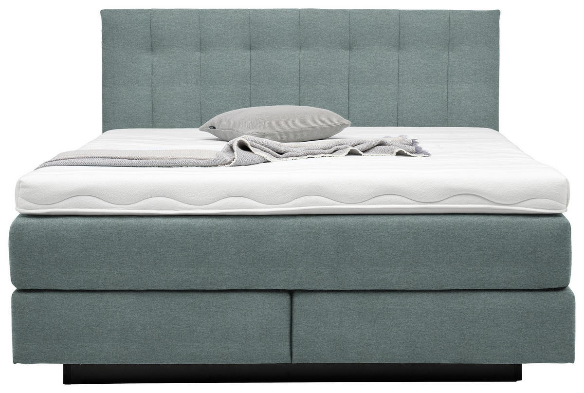 BOXSPRINGBETT 160/200 cm,  in Hellgrau, Matratze, Topper, H5 + H5 = hart  - Hellgrau/Schwarz, Design, Holzwerkstoff/Kunststoff (160/200cm) - Beldomo - Sleep