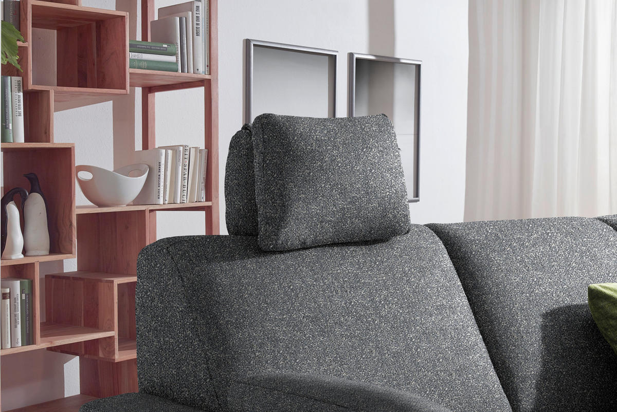 WOHNLANDSCHAFT  in Mikrovelours Grau  - Anthrazit/Alufarben, KONVENTIONELL, Textil (158/323/237cm) - Sedda