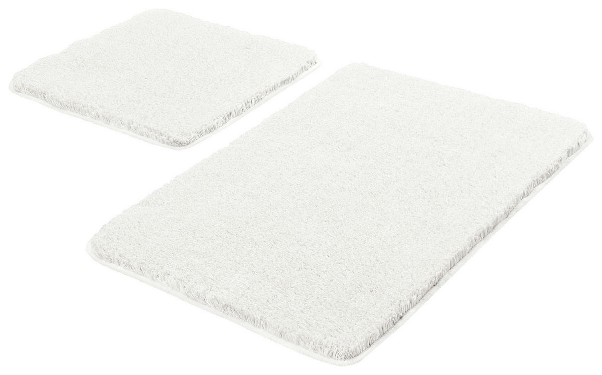 BADETEPPICH WEIß, 2-TLG. Weiß 55x85/50x50 cm  - Weiß, KONVENTIONELL, Kunststoff/Textil (55x85/50x50cm) - Kleine Wolke