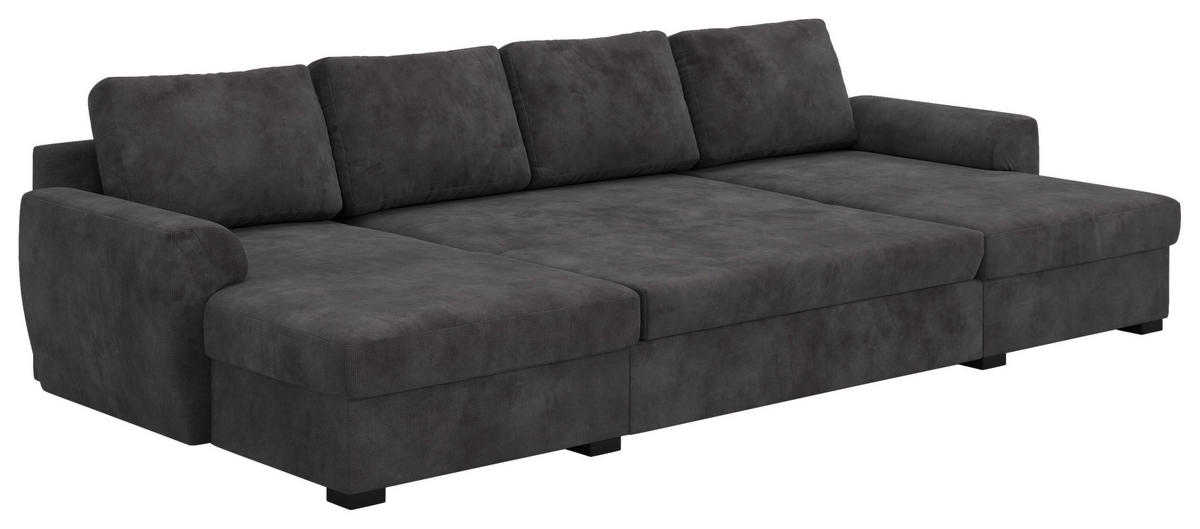 WOHNLANDSCHAFT Schwarz Mikrofaser  - Schwarz, Trend, Kunststoff/Textil (154/327/86cm) - MID.YOU