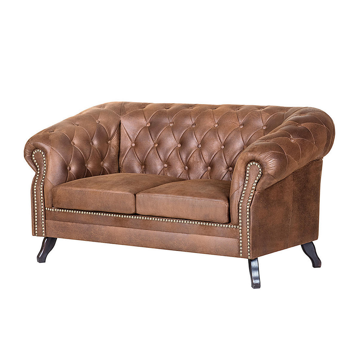 2-SITZER-SOFA GLASGOW Lederlook Braun  - Braun, Design, Holz/Textil (160/82/90cm) - P & B