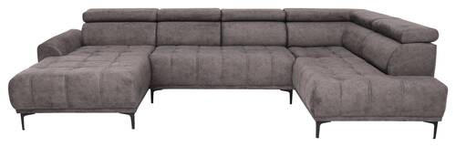 WOHNLANDSCHAFT in Velours Braun  - Schwarz/Braun, Design, Textil/Metall (172/340/191cm) - Stylife