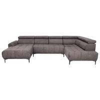 WOHNLANDSCHAFT in Velours Braun  - Schwarz/Braun, Design, Textil/Metall (172/340/191cm) - Stylife