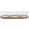 SNACKSCHALENSET   - Klar/Akaziefarben, LIFESTYLE, Glas/Holz - Novel