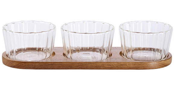 SNACKSCHALENSET   - Klar/Akaziefarben, LIFESTYLE, Glas/Holz - Novel