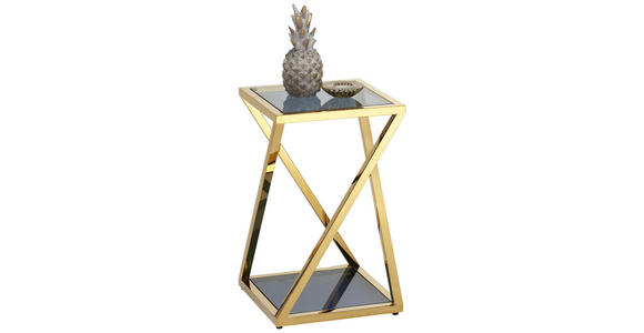 BLUMENSÄULE in Metall, Glas 30/70/30 cm - Blau/Goldfarben, Design, Glas/Metall (30/70/30cm) - Xora