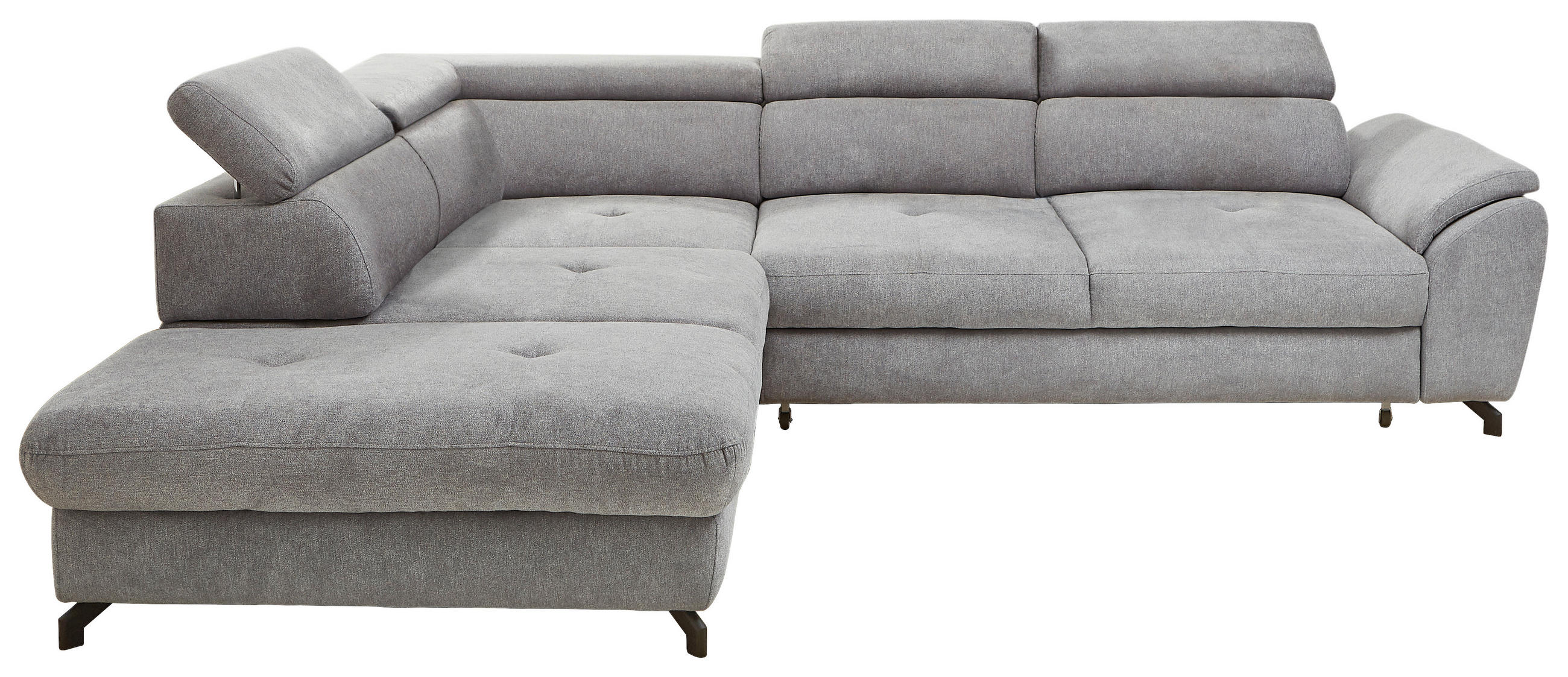 ECKSOFA inkl. Funktion Grau Webstoff  - Schwarz/Grau, Design, Textil/Metall (237/277cm) - Stylife