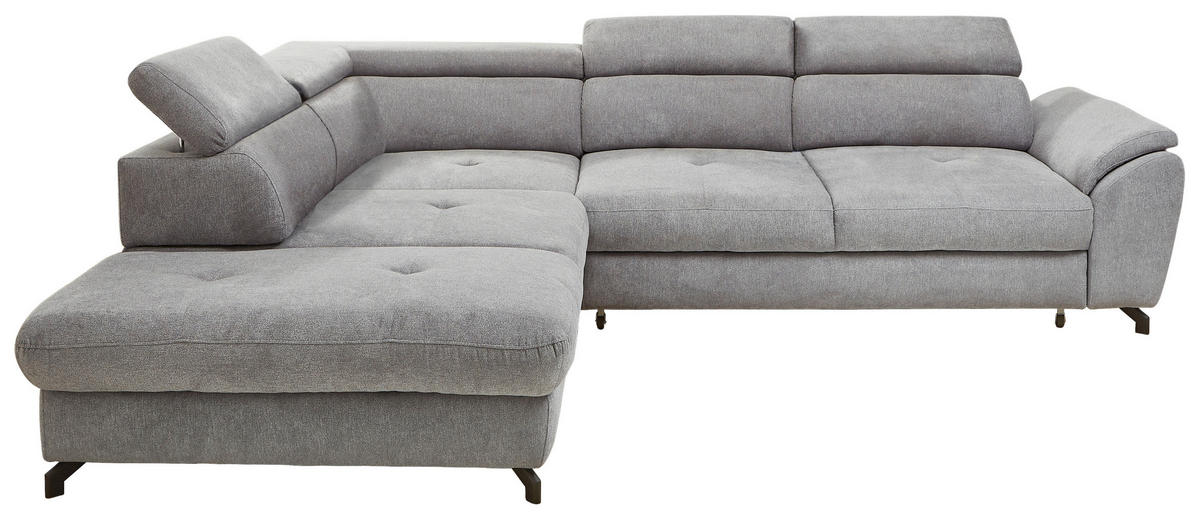 SEDEŽNA GARNITURA, tkanina siva  - črna/siva, Design, kovina/tekstil (237/277cm) - Hom`in