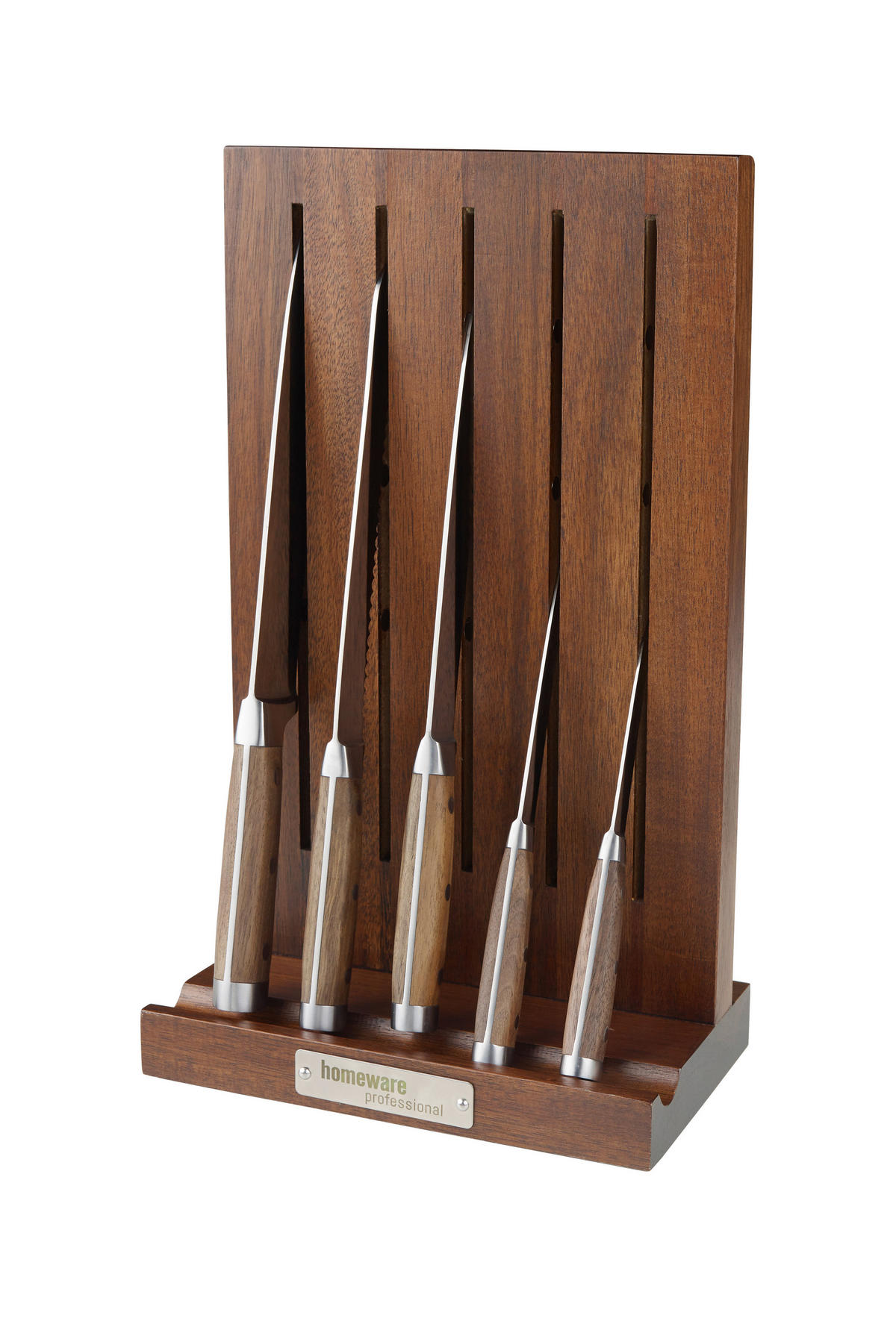 MESSERBLOCK 6-teilig  - Edelstahlfarben/Naturfarben, Basics, Holz/Metall - Homeware Profession.