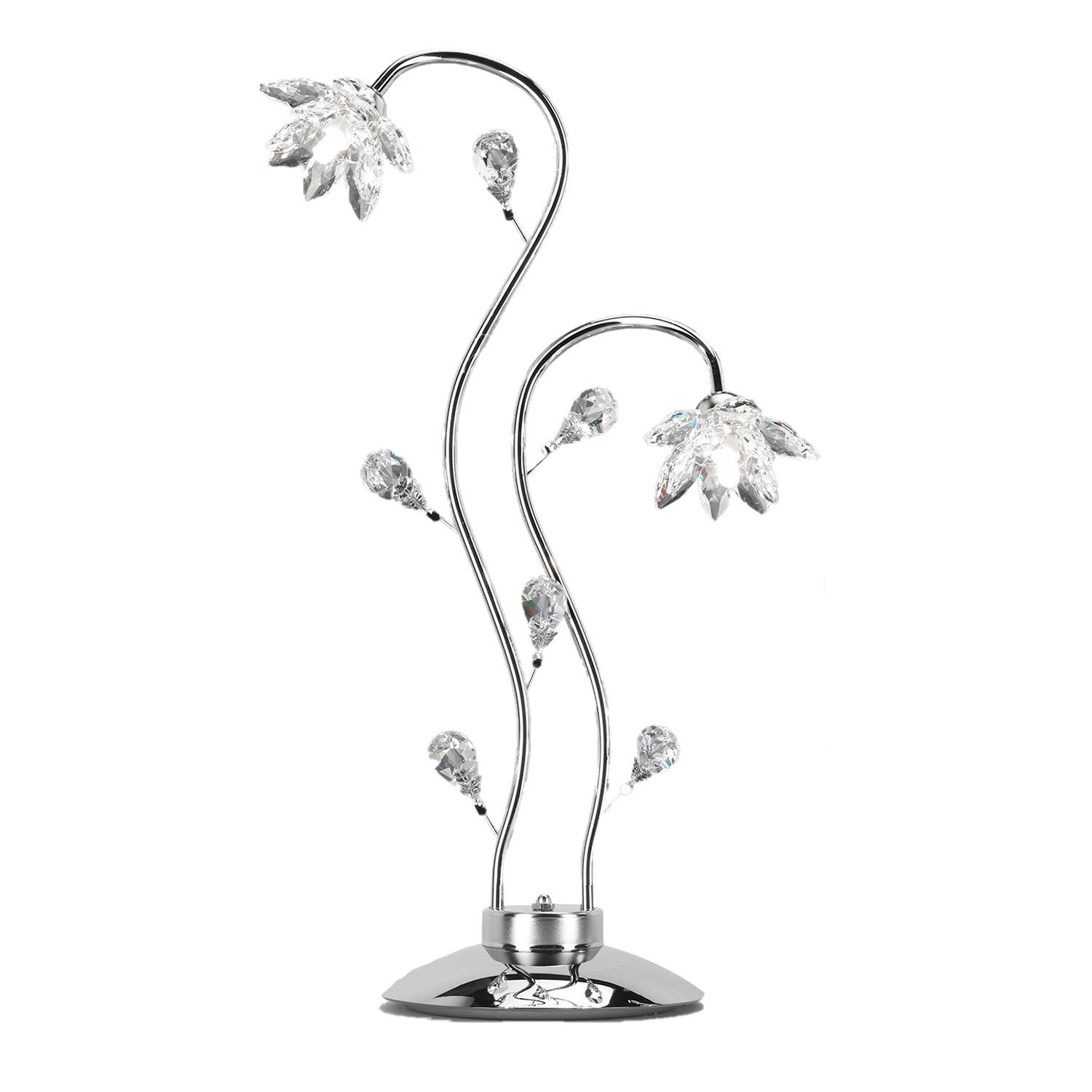 KRISTALL-TISCHLEUCHTE 40/80 cm   - Chromfarben, KONVENTIONELL, Glas/Metall (40/80cm)