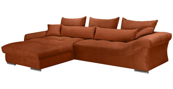 ECKSOFA Rostfarben Cord Zierkissen, Rückenkissen, Rücken echt  - Chromfarben/Rostfarben, KONVENTIONELL, Textil/Metall (225/335cm) - Carryhome