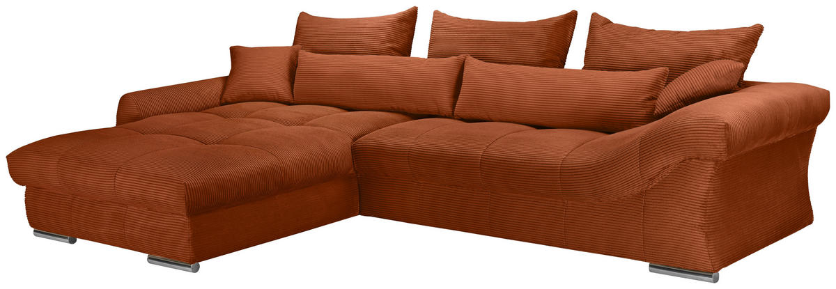 ECKSOFA Rostfarben Cord  - Chromfarben/Rostfarben, KONVENTIONELL, Textil/Metall (225/335cm) - Carryhome
